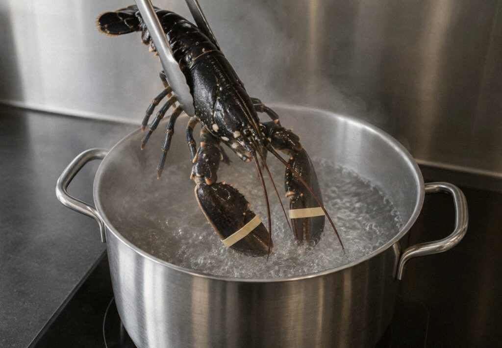 Hoe kook ik een kreeft, stap 2: Kreeft in de pan
